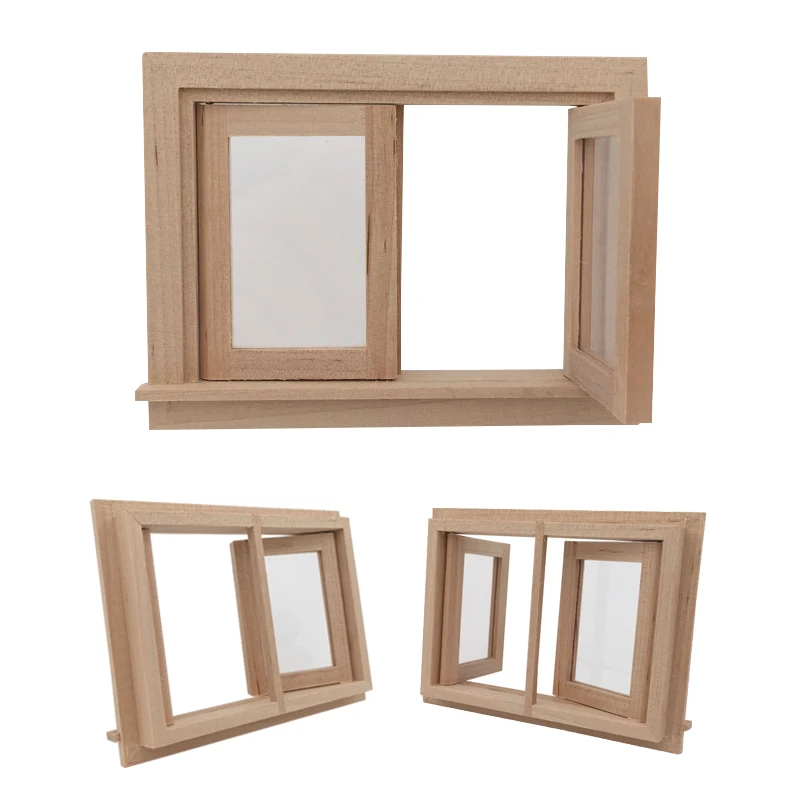 

1 Pcs 1:12 Dollhouse Miniature DIY Wooden Window Acessories Scene Doll Home Furniture Craft BM88