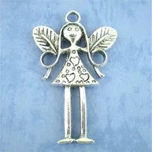 DoreenBeads 6 шт античное серебро амулеты ангелы Подвески 56x37 мм(B01644), для изготовления украшений своими руками