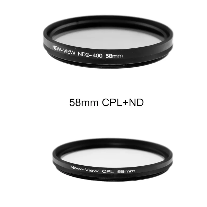 2PCS/Lot 58mm CPL Circular Polarizing Filter+ ND Neutral Density For