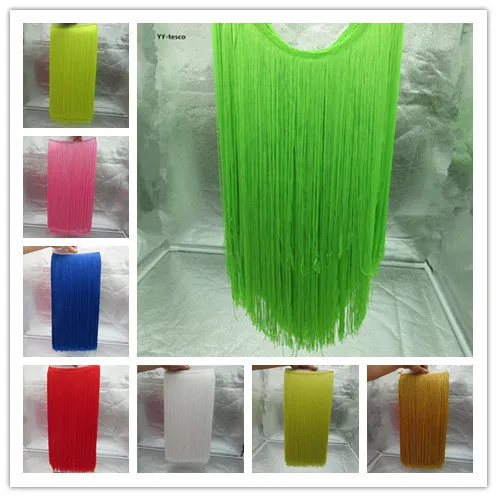 

YY-tesco 200 Meter 50cm Long Fringe Lace Tassel Polyester Lace Trim Ribbon Sew Latin Dress Stage Garment Curtain DIY Accessories