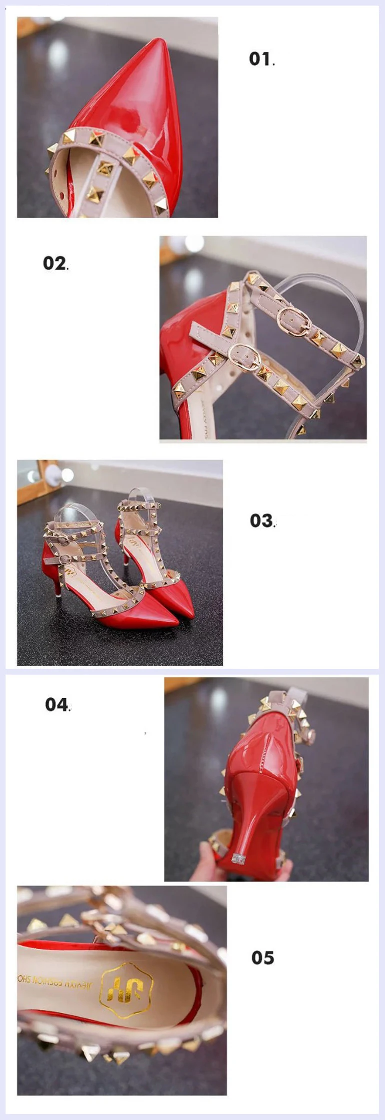Женская обувь; коллекция года; летние туфли телесного цвета на высоком каблуке с острым носком; женские туфли-лодочки с ремешком на щиколотке; обувь на высоком каблуке; кожаная женская обувь с заклепками