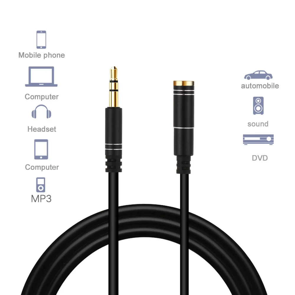 

New 3.5mm Male to Female M/F Stereo 1.5/3/2/1/5M Headphone Extension Cable Aux Audio Lead Cable Audio Jack 3.5 Computers MP3