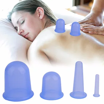 

4pcs Home Family Body Massage Helper Medical Silicone Cupping Improve Circulation Health Care Massage Cupping Massager With Bag