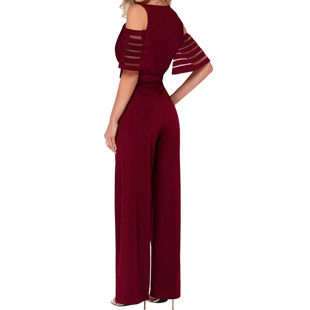 Женский плиссированный сексуальный комбинезон с v образным вырезом Осенний без