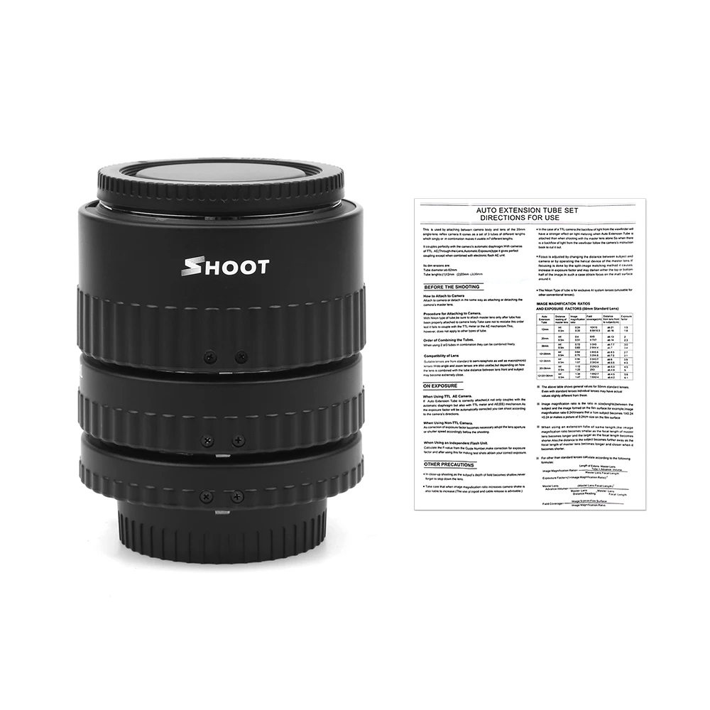SHOOT XT-365 металл+ пластик Макро Удлинитель адаптер кольцо для Nikon D3300/D3400/D3500/D500/D5300/D5500/D5600/D610/D700