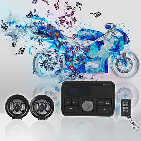 Мотоцикл руль автомобиля аудио FM TF MP3 USB/SD Ручка Бар стерео 2 колонки усилитель звуковая система сигнализация Мотоцикл Противоугонная