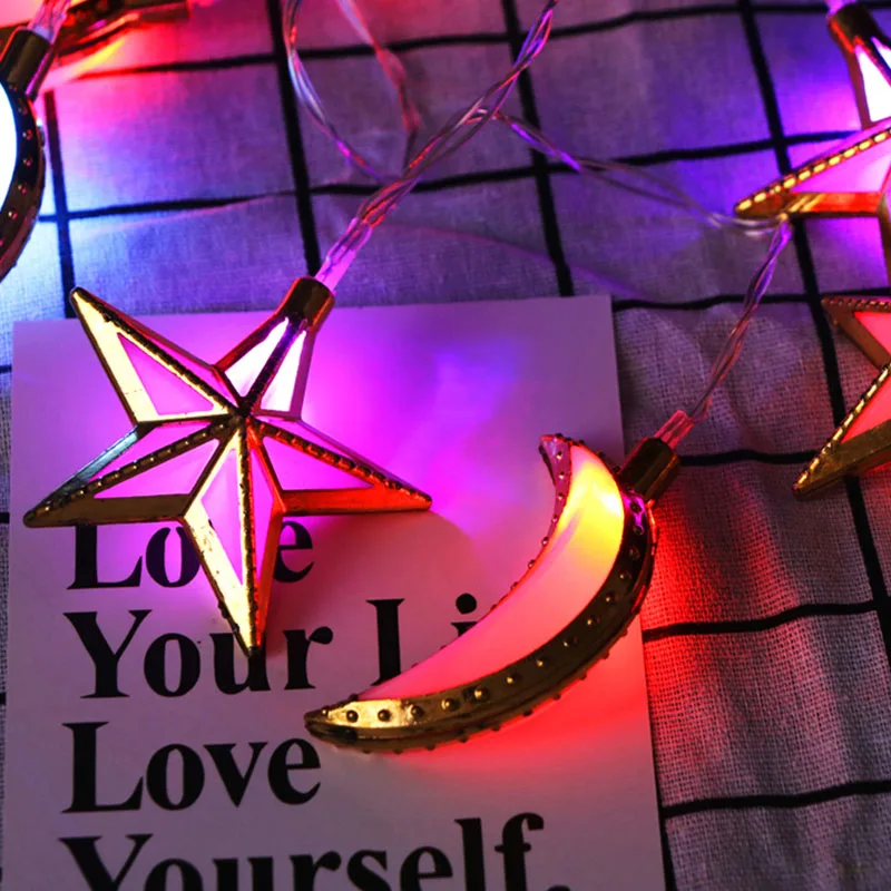 Звезда Луна Рамадан вечерние декоративные светодиодные лампочки строка Рамадан Eid Декор Рамадан мусульманин Ислам Декор поставки