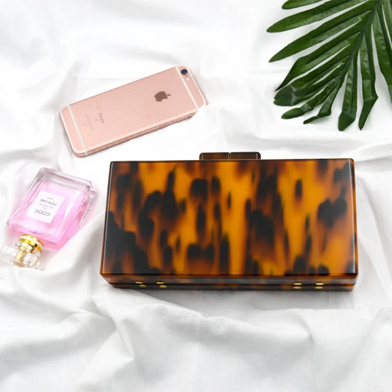 

Women's Handbags 2018 New Fashion Acrylic Leopard Print Small Square Bag Evening Bag Shoulder Cross Body Mini Bag Bolsa Feminina