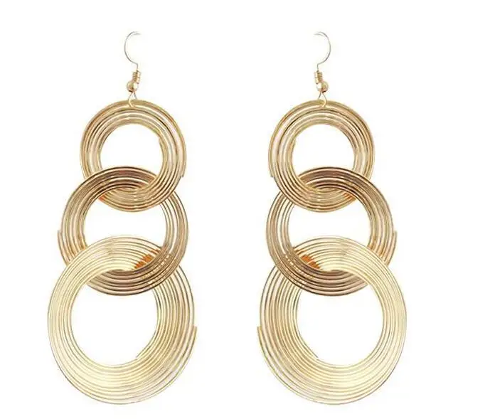 

New European Exaggerated Multi-layer Big gold Hoop Earrings for Women Round Circle Pendant Long Earrings Brincos Jewelry