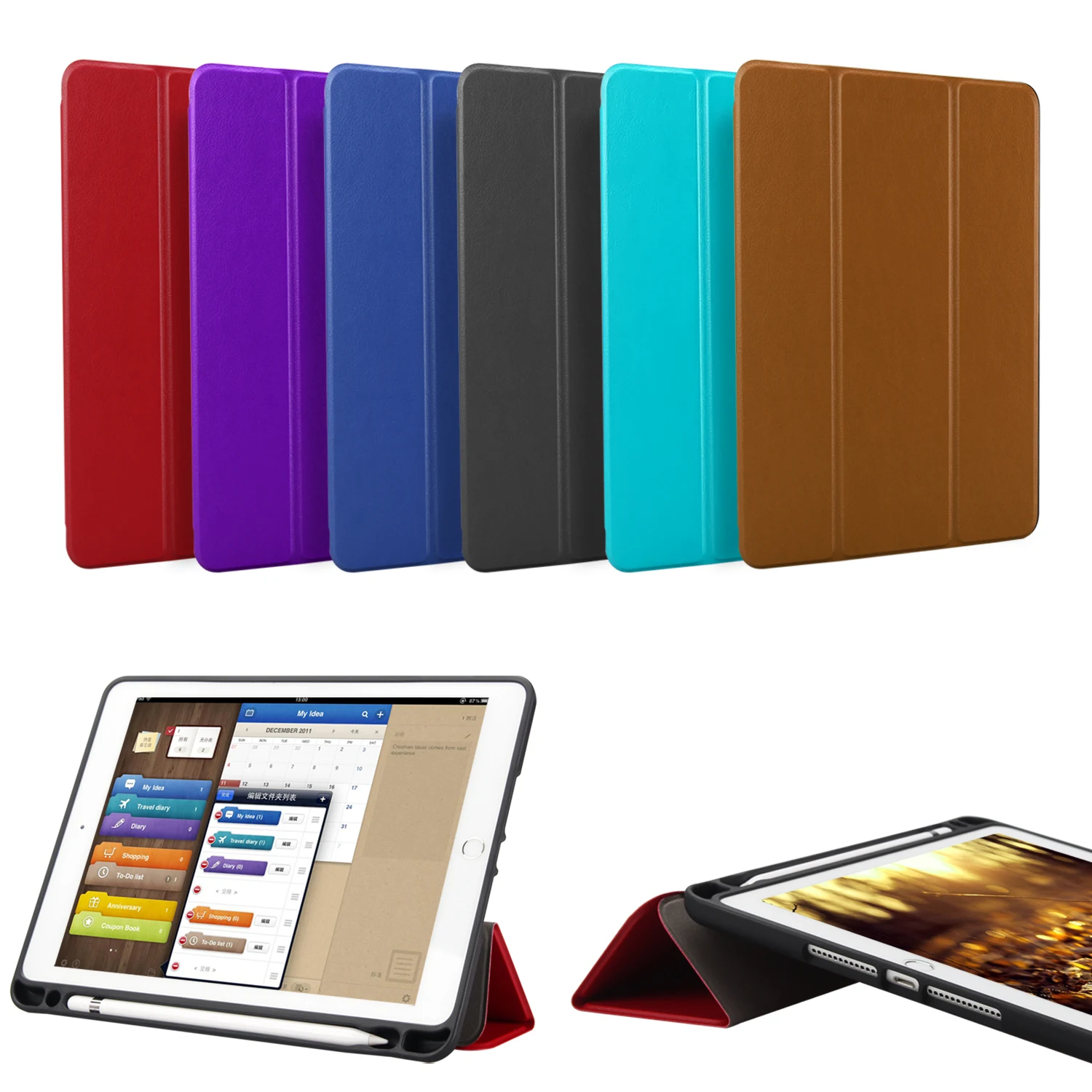 Case with Pencil Holder For APPle iPad 9.7 inch ( 2018 New ) A1893 A1954 PU Leather Smart Cover Auto Sleep Wake | Компьютеры и офис