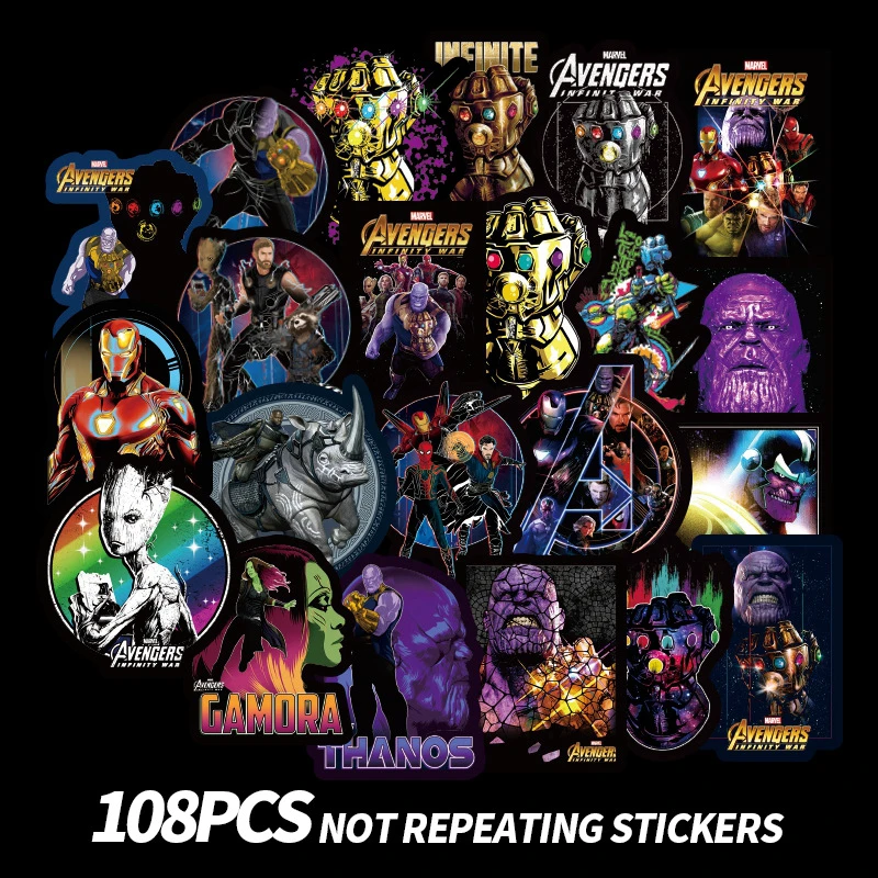 

108PCS/Bag Avengers Endgame Stickers Thanos Iron Man Captain America Super Heroes Stickers Kid Toys Waterproof Graffiti Sticker