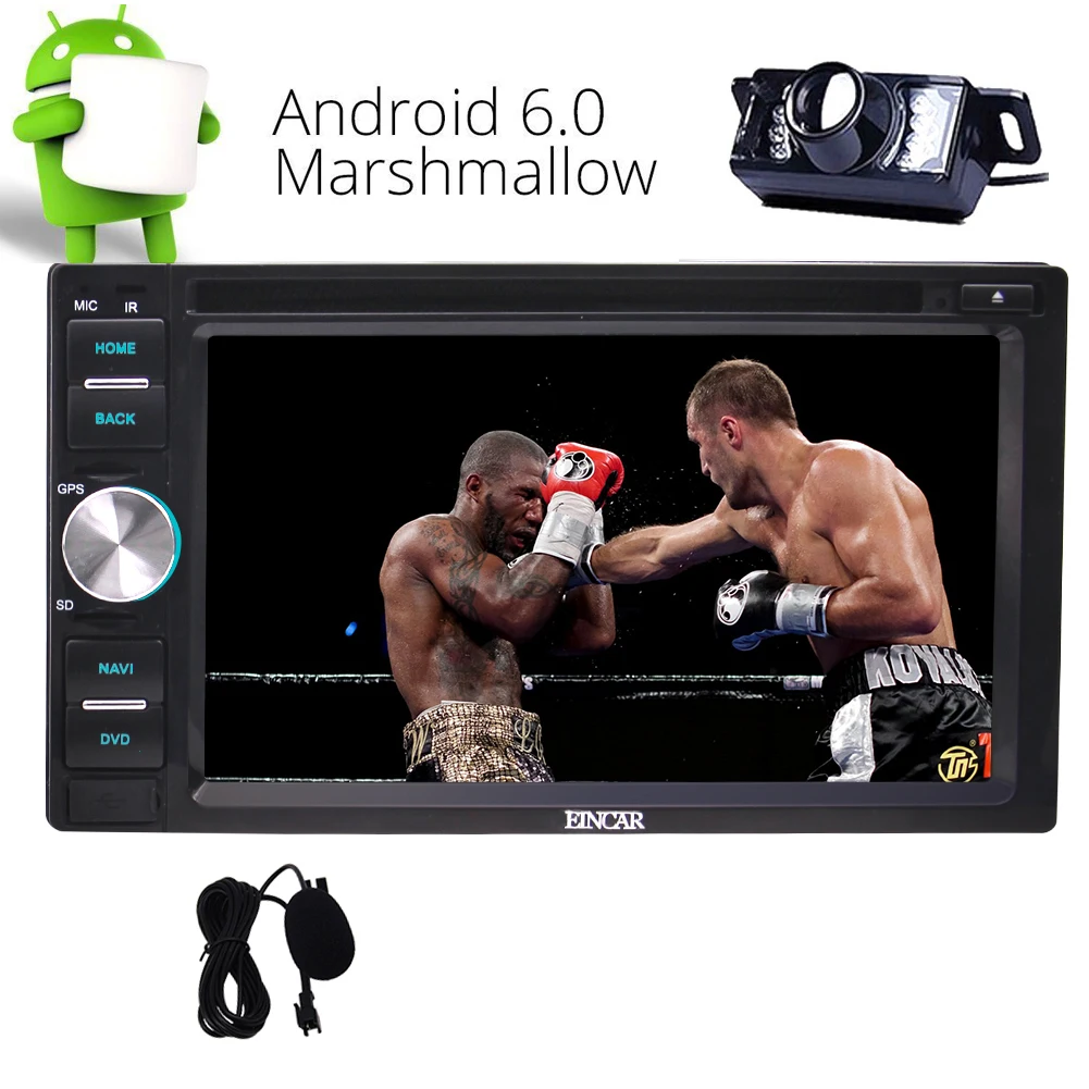 Discount 6.2 Inch Android 6.0 Double Din In Dash Car Stereo Radio Video DVD CD Player WiFi GPS Navigation Mirror-Link/SWC Cam-in/USB+Cam 3