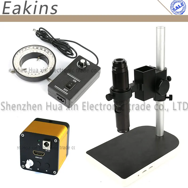 

HDMI Industrial Microscope Camera 60 frames/sec 1080P high speed + 10~200X HD C Mount Lens + Table Stand Holder + 60 LED Light