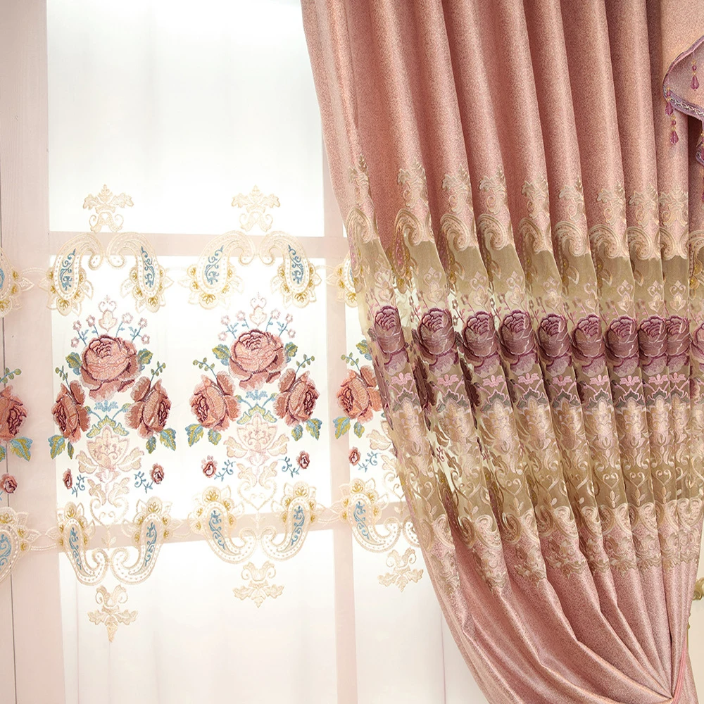 Романтические Розовые занавески с цветочным принтом, занавески на окно для девочки, для гостиной, спальни, украшение балдахин, занавески из тюля