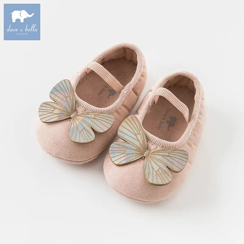 DB8795 Dave Bella baby girls soft first walkers baby cute butterfly shoes