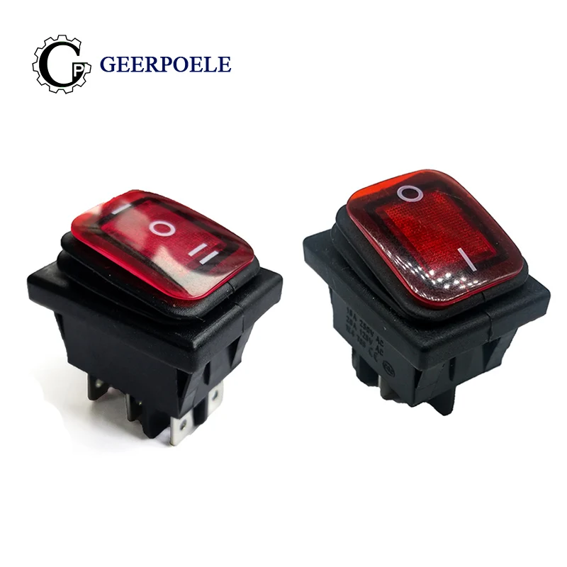 

1 pcs 39*29 4P/6P RED 250V 16A Boat Switch Snap-in SPST ON OFF Rocker Position Switch