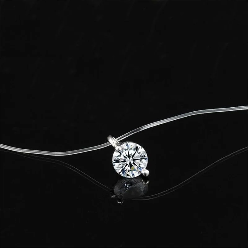 Прозрачное рыболовное ожерелье женское сердце невидимая цепочка ожерелье-чокер со стразами изысканное Ожерелье Подвеска на линии колье
