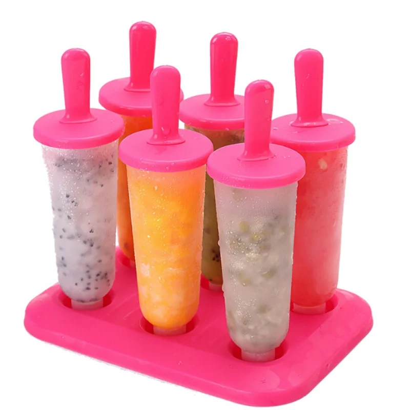 6 Freezer Ice Pop Maker Mold Popsicle Dessert Ice Cream Frozen Pops Cake Treats Kitchen tools