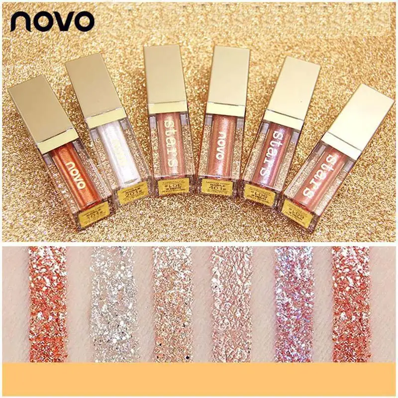 

NOVO Diamond Metal liquid Eye Shadow Eyes Makeup shimmer Glitter Korean Eyeshadow Long-Lasting Waterproof Glitter Eyeshadow