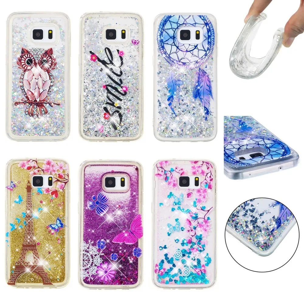 Блестящий чехол для Samsung Galaxy S5 милый блестящий бампер с жидкостью и зыбучим