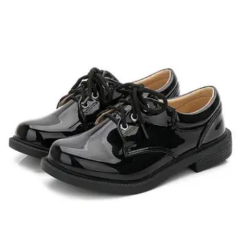 

Boys black white Leather shoes students big children party Performance children's boy lace-up Dress Wedding shoes 28-45 GZX02