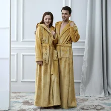 Теплый фланелевый Халат с капюшоном для женщин и мужчин, очень длинный теплый зимний банный халат, халат для подружки невесты