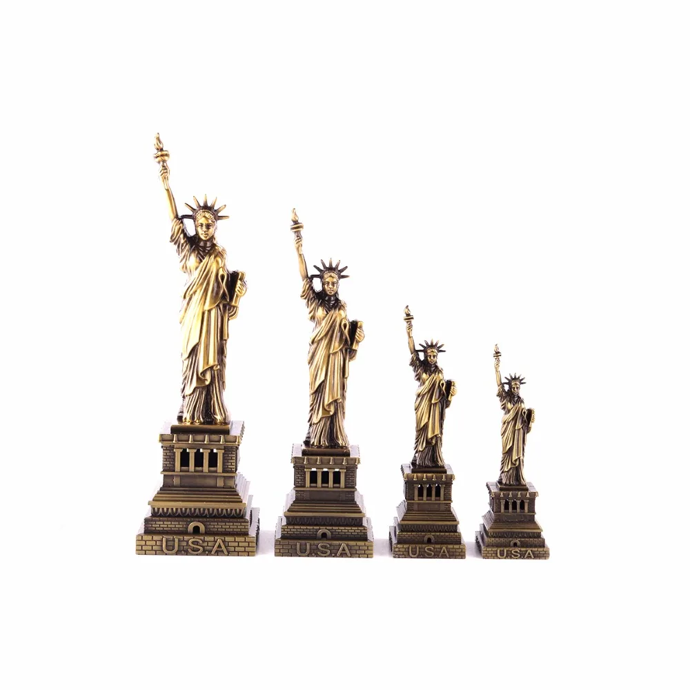 

Creative Bronze American USA New York the Statue of Liberty Replica Model Metal Free Goddess Figurines Desk Table Decorations