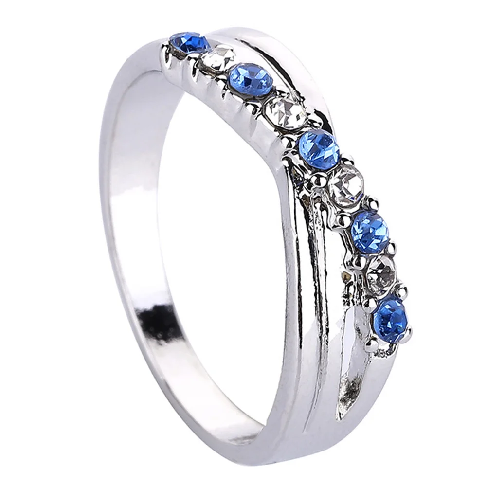 

Light Blue Cross Ring Fashion White & Black Gold Filled Jewelry Vintage Wedding Rings For Women Birthday Stone Gifts