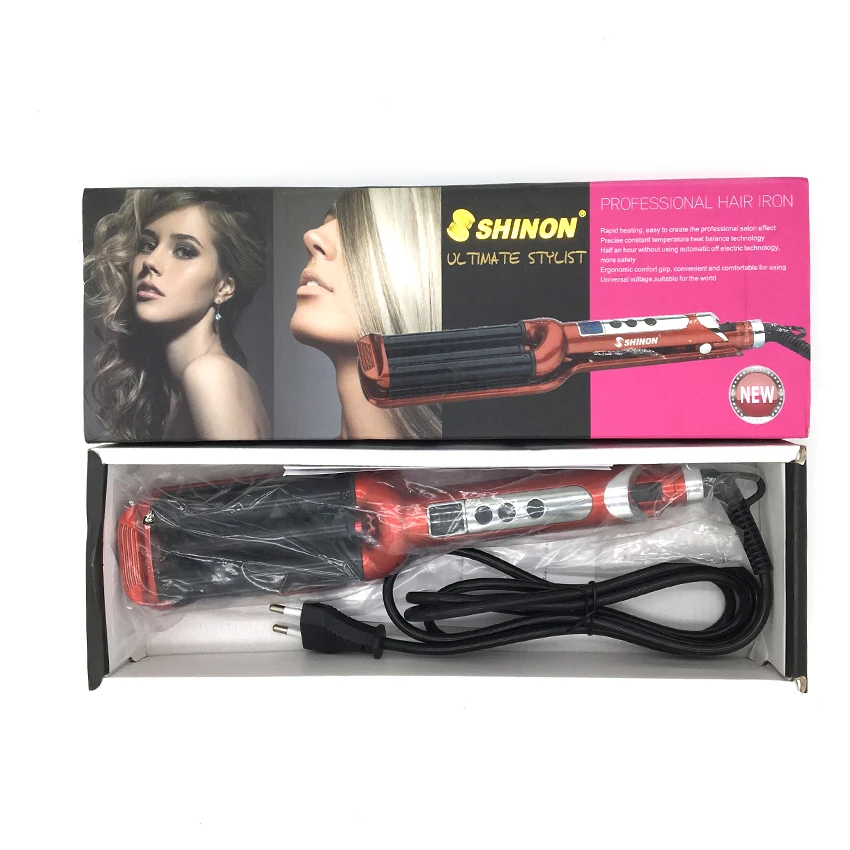 Estilor do Cabelo Modelador de Cabelo Rolo de Cerâmica Waver com Display Ferramenta de Beleza Vacilar Triplo Barrel Cabelo Curling Iron Hair Styling 3 Lcd 11 Beleza e saúde