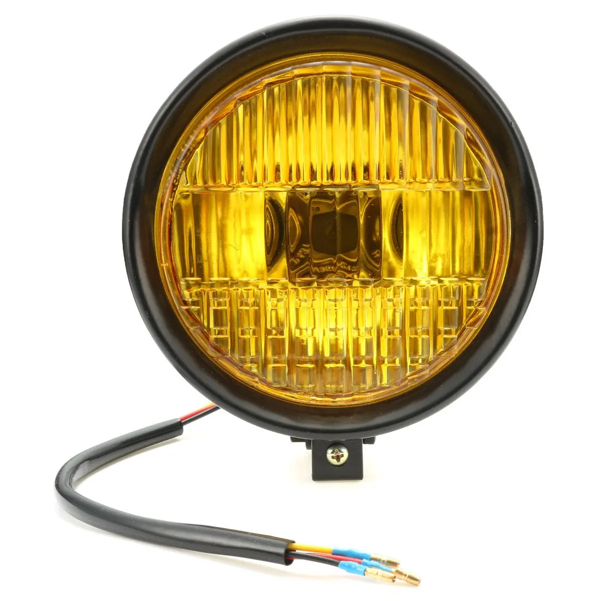 

Chrome Black H4 Motorcycle 5.75 Inch Hight Low Beam Retro Yellow Lens 12V Motorbike Headlight For Harley Bobber Chopper