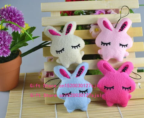 

10PCS Kawaii Mini 5CM mix colors Rabbit Plush Stuffed TOY string rope Pendant plush DOLL ; Wedding Bouquet TOY DOLL