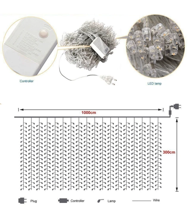 Светодиодный светильник-Гирлянда для занавесок 3M* 3 300 светодиодный светильник-сосулька на Рождество, для дома, для свадьбы/вечерние/занавески/украшения сада