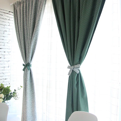 Korean Garden Green Peach Heart Custom Fabric Curtains Bedroom Korean Garden Green Peach Heart Custom Fabric Curtains Bedroom Living Room Bay Window Shading Creative Short