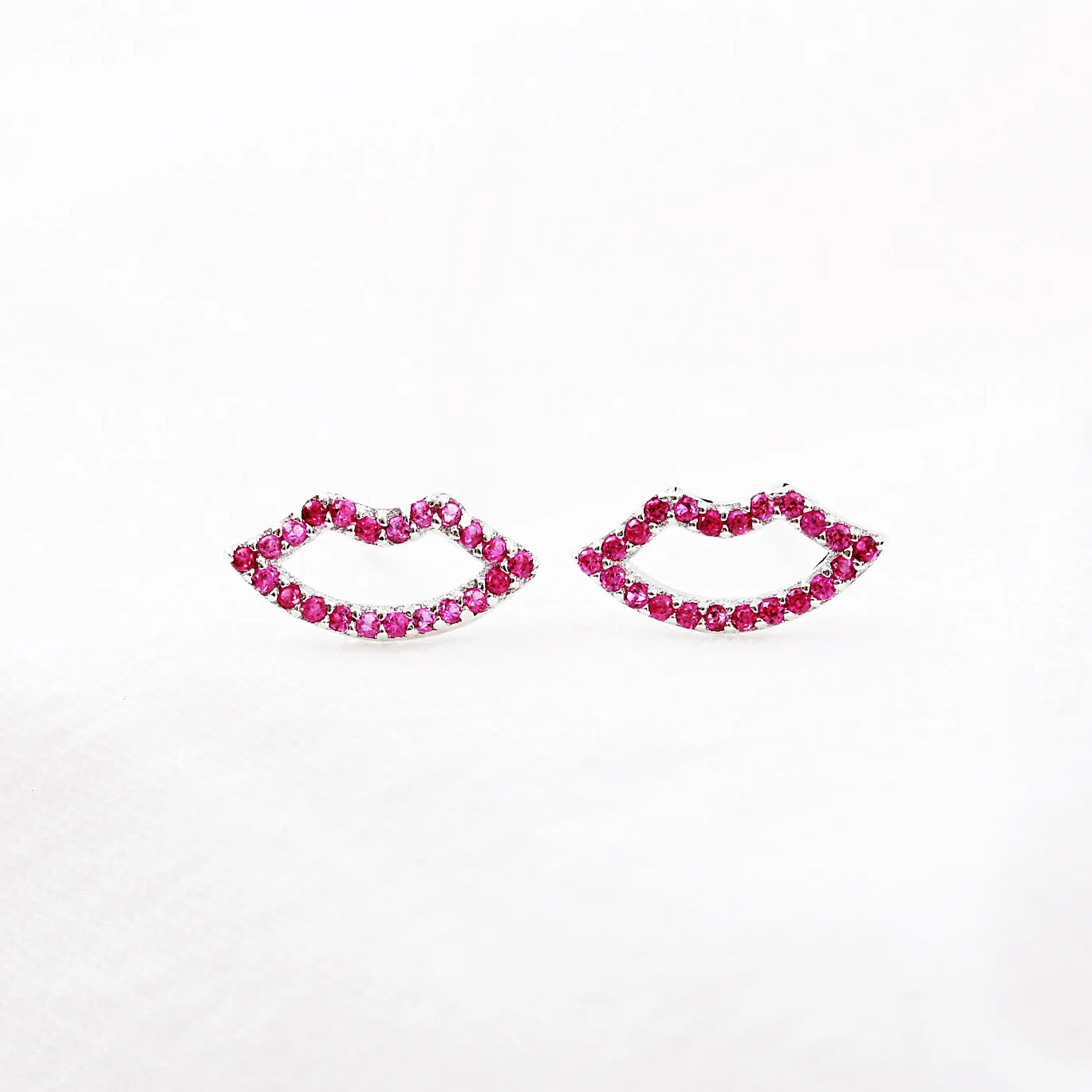 Red lips cz earring 100% 925 Sterling silver Jewelry fashion Hypoallergenic Stud earrings for women girl gift