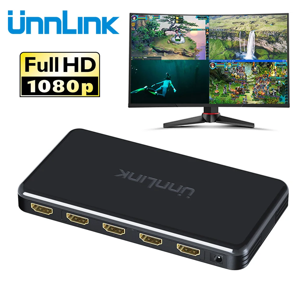 Unnlink 4x1 HDMI четырехъядерный многоцелевый бесшовный переключатель FHD 1080P @ 60 Гц для