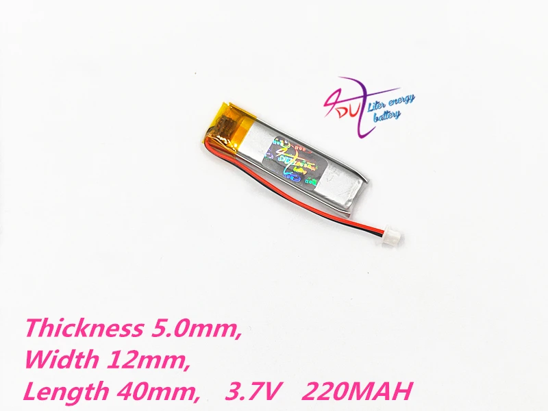 

10 x 3.7V 220mAh 501240 JST 1.5mm 2pin Lithium Polymer LiPo Rechargeable Battery For Mp3 GPS PSP bluetooth headphone smart watch