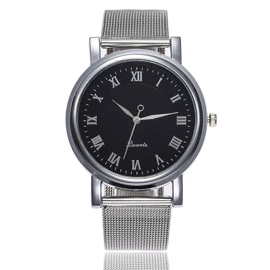 

Dropshipping Women Silver Mesh Roma Dial Watches Luxury Fashion Women Stainless Steel Quartz Watch Gift Clock Relogios Feminino