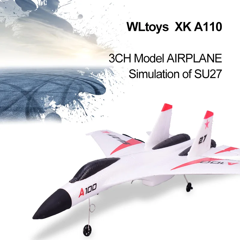 WLtoys XK A100 SU27 самолет 2,4G 3Ch RC фиксированное крыло самолет пульт дистанционного управления планер уличные игрушки самолет обновление Z51