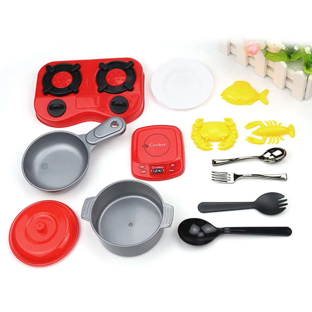 13pcs Artificial Tableware Cooking Kitchen Children Plastic Kitchen Toy Role Play Toy Set Children Pretend Play Educational Toys