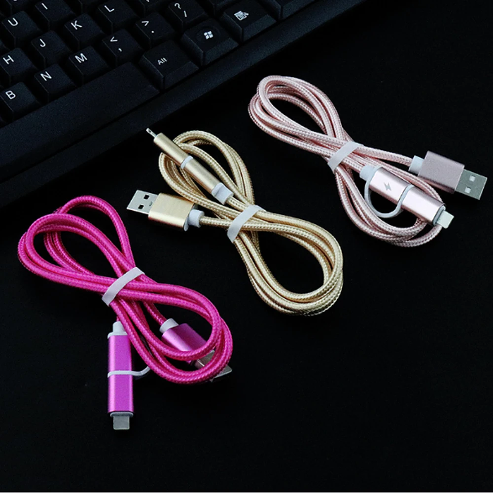 2 in 1 Fast Charging Date Cable Micro USB Cable 1M for Xiaomi/Huawei for Android for iph 2 in 1 Fast Charging Date Cable Micro USB Cable 1M for Xiaomi/Huawei for Android for iph
