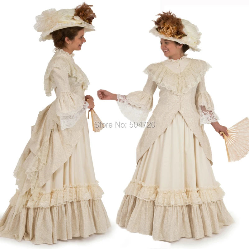 

Tailored!Elegant Lace Vintage costumes Victorian dresses 1860s Southern Belle War dress Halloween cosplay scarlettdress HL-154