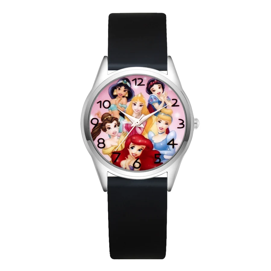 Мультфильм красивая девушка в стиле принцессы Детские часы Для женщин студенты девушки парни кварцевые мягкий силиконовый ремень наручные часы JC26