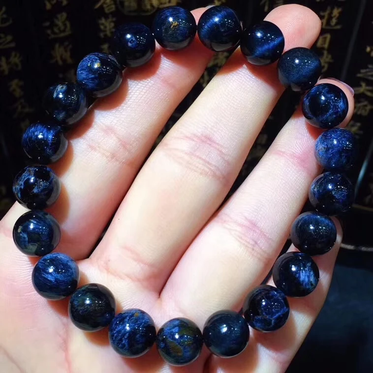 

Genuine Natural Blue Pietersite Bracelet Namibia Best Round Beads 10mm Cat Eye Woman Man Reiki Stone Certificate AAAAA