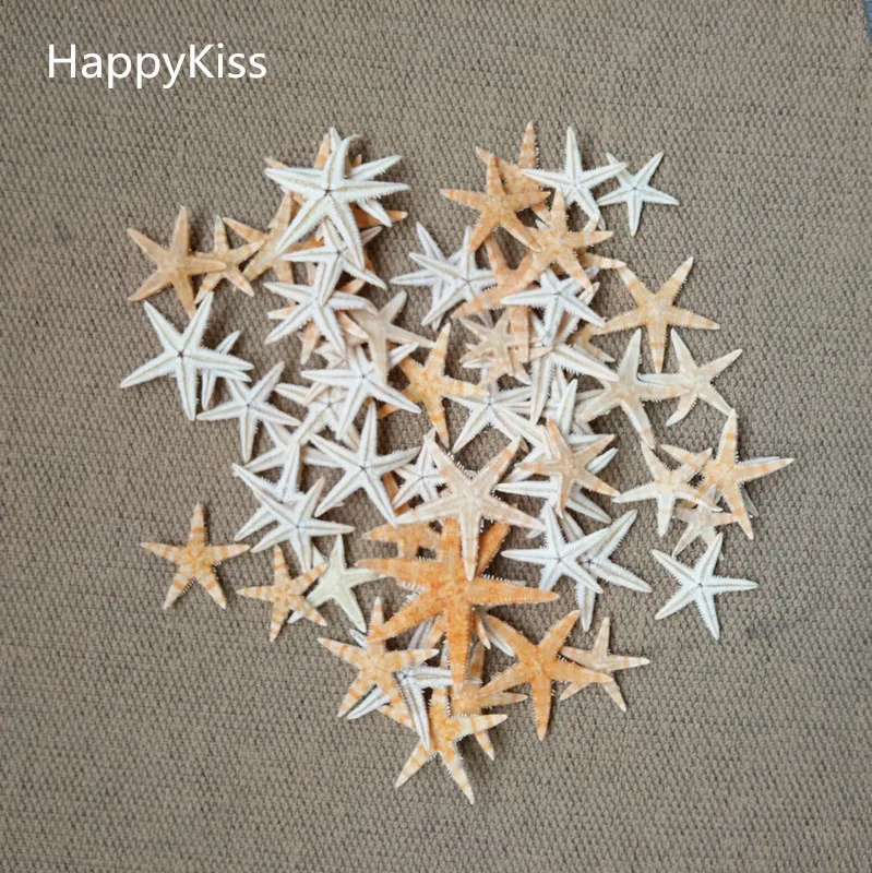 

HappyKiss 100pcs/loFreeshipping new Natural Artificial Starfish Platform Ornament Accessories wedding decoration 3-5cm sea star