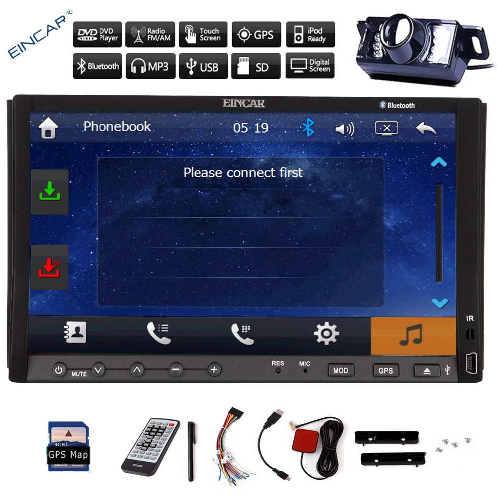 Cheap Music Radio 8GB GPS Map MP3 PC Logo Car DVD Player AMP SD 2 Din Autoradio Receiver Stereo In Deck Navigator CD 11