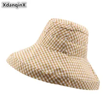 XdanqinX складной для взрослых для женщин Панама новые летние Защита от Солнца кепки мода плед негабаритных козырек пляжные Шап