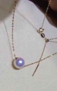 

free shipping >>>>noble jewelry charming 10-11mmAAA south sea natural white pearl pendant 14k chain