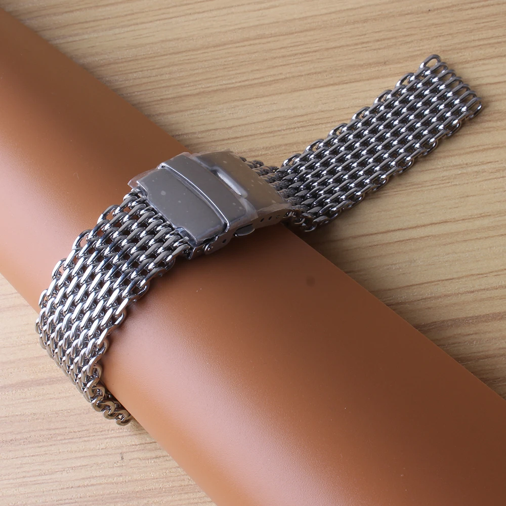 18mm 20mm 22mm 24mm cinturini per orologi bracciale Shark Mesh accessori  per orologi fibbia pieghevole argento acciaio inossidabile estremità  speciale sciolto nuovo|shark mesh|folding bucklewatch accessories -  AliExpress