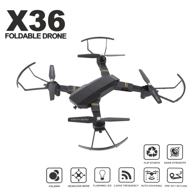 

2.4G Quadcopter With 2 Million Wide-Angle Camera WIFI FPV X36 WIFI (720P) With Air Pressure Set High Black