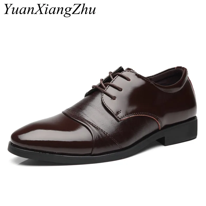 

Genuine Leather Men Dress Shoes Plus Size 37-47 Business Flat Men Shoes Black Breathable Low Top Mens Formal Office Oxford Shoe